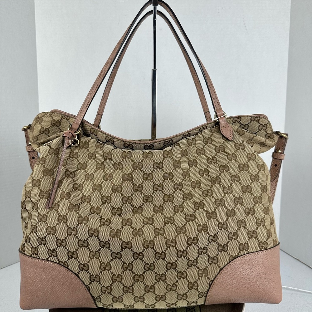 GUCCI LOGO CANVAS JUMBO HOBO 2 WAY BAG ORIGINAL STRAP - Picture 3 of 14